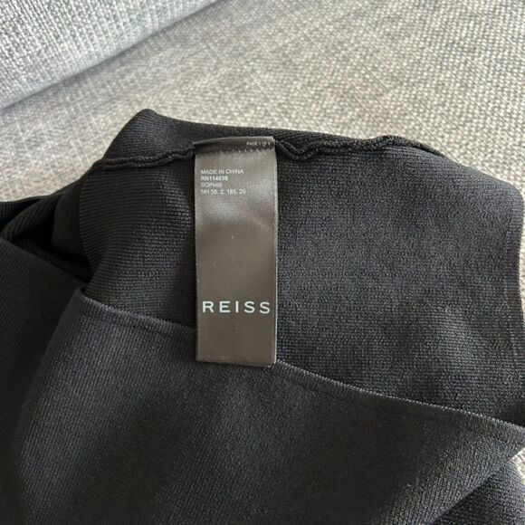 EUC Reiss Sophie Black Knit Top Medium Sheer Mesh Sleeve Pullover Sweater Chic - Picture 10 of 16